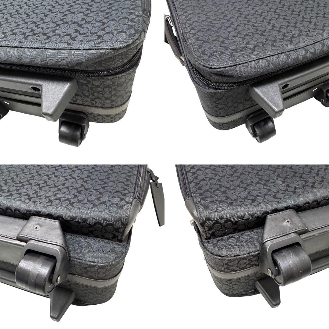 美品 COACH キャリーケース シグネチャー プレート チャーム付 黒