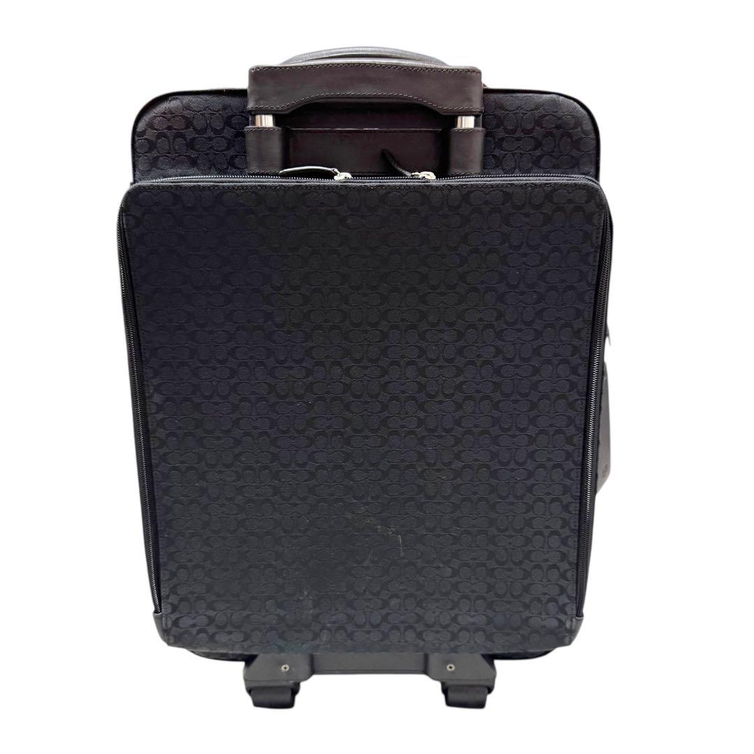 美品 COACH キャリーケース シグネチャー プレート チャーム付 黒