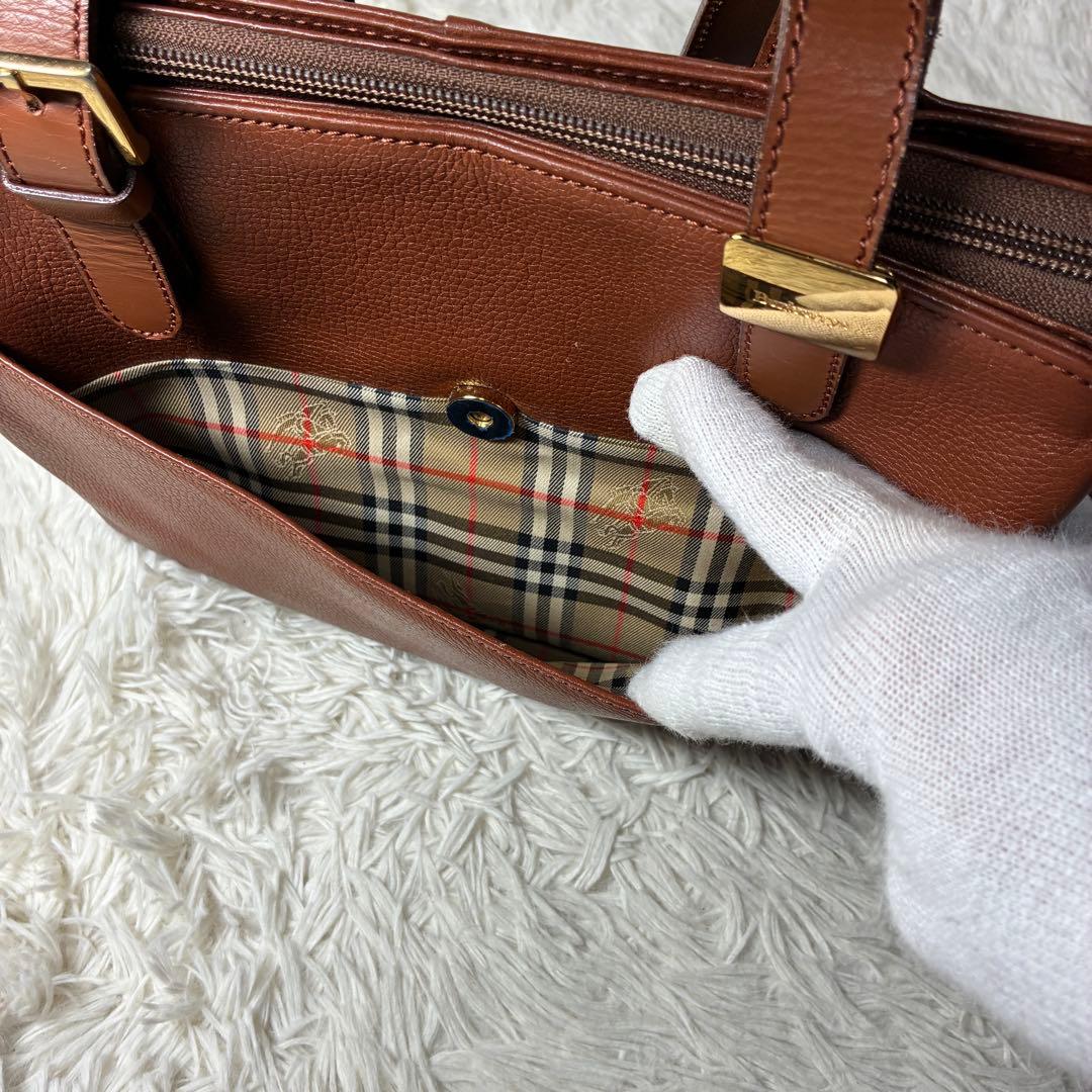 【Burberry 】トートバッグ ショルダーバッグ レザー ブラウン