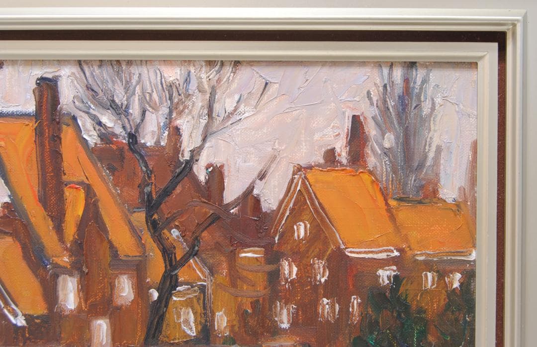 山田新一 アムステルダム の街はづれ オランダ 油彩画 風景画 師: 藤島武二