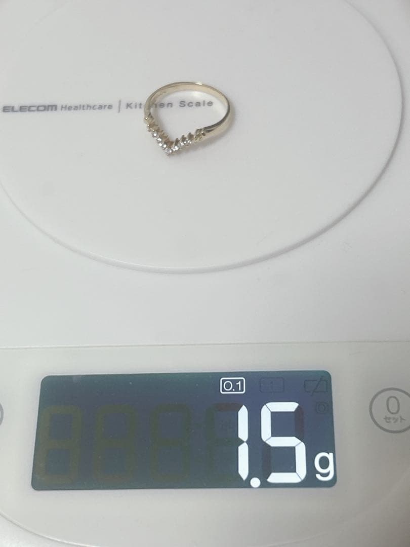 K18YG V字リング ダイヤモンド0.08ct 1.5g