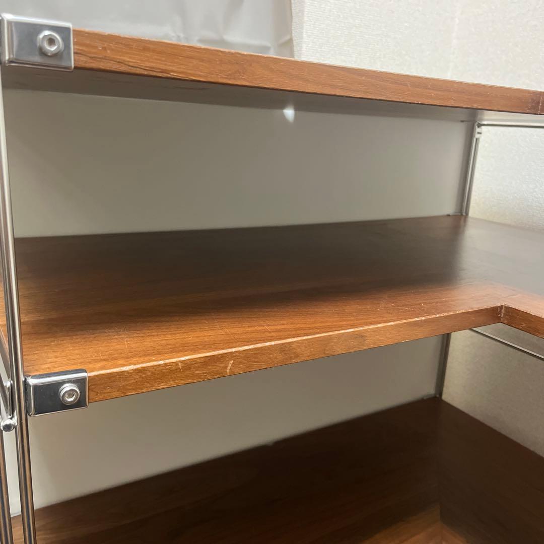無印良品　ステンレスユニットシェルフ　コーナータイプ(ウォールナット材)セット