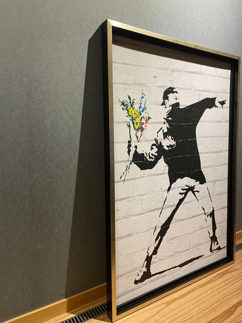 バンクシー　 花束を投げる男 絵画　アート