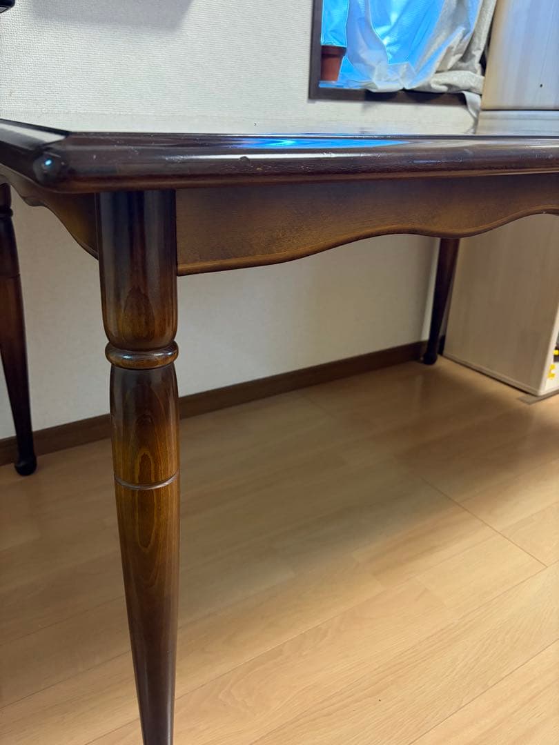 猫脚　キツツキ飛騨産業　ダイニングテーブル　天然木カバ単板