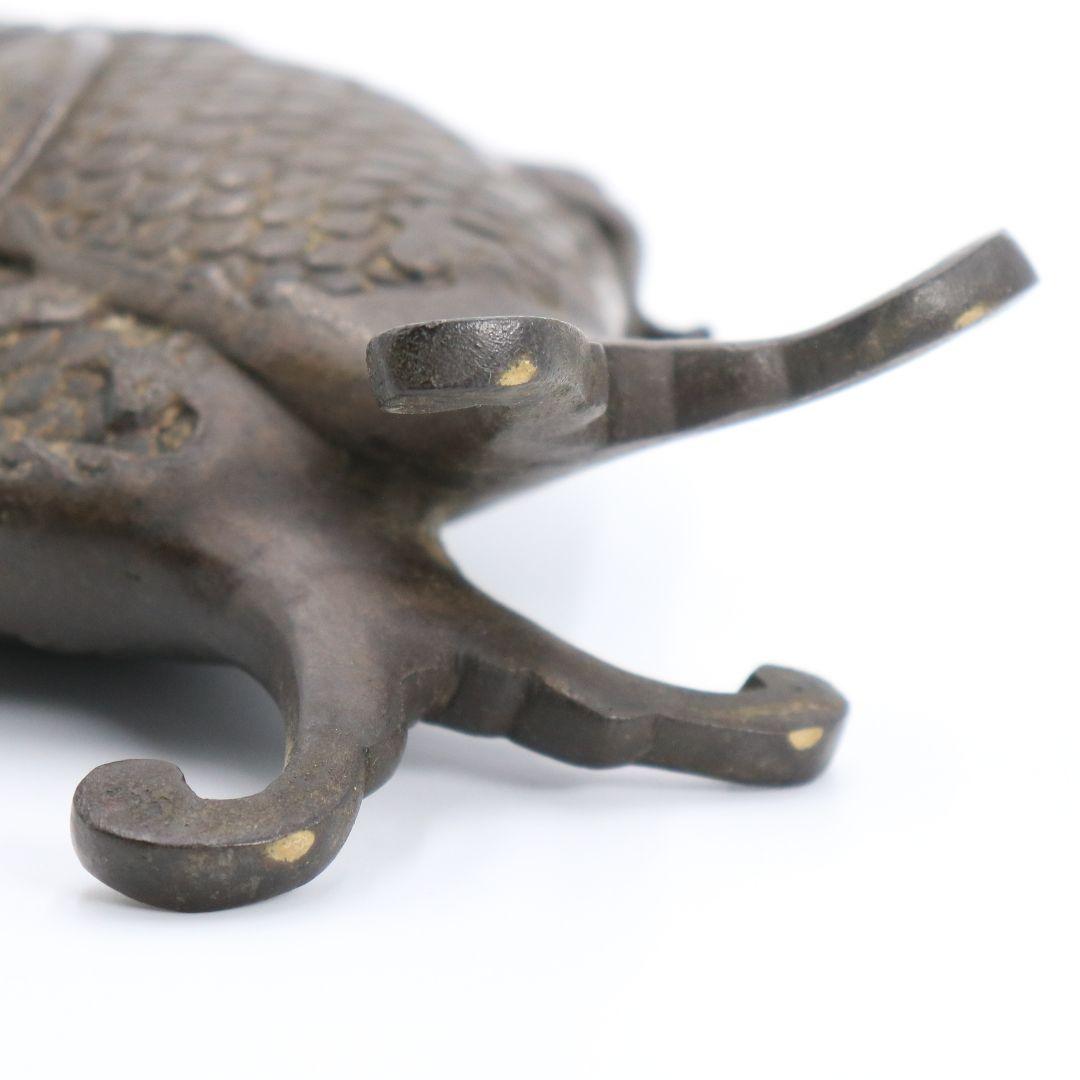 中国 古銅製 双魚花入 花器 花生 魚文 銅器　N64