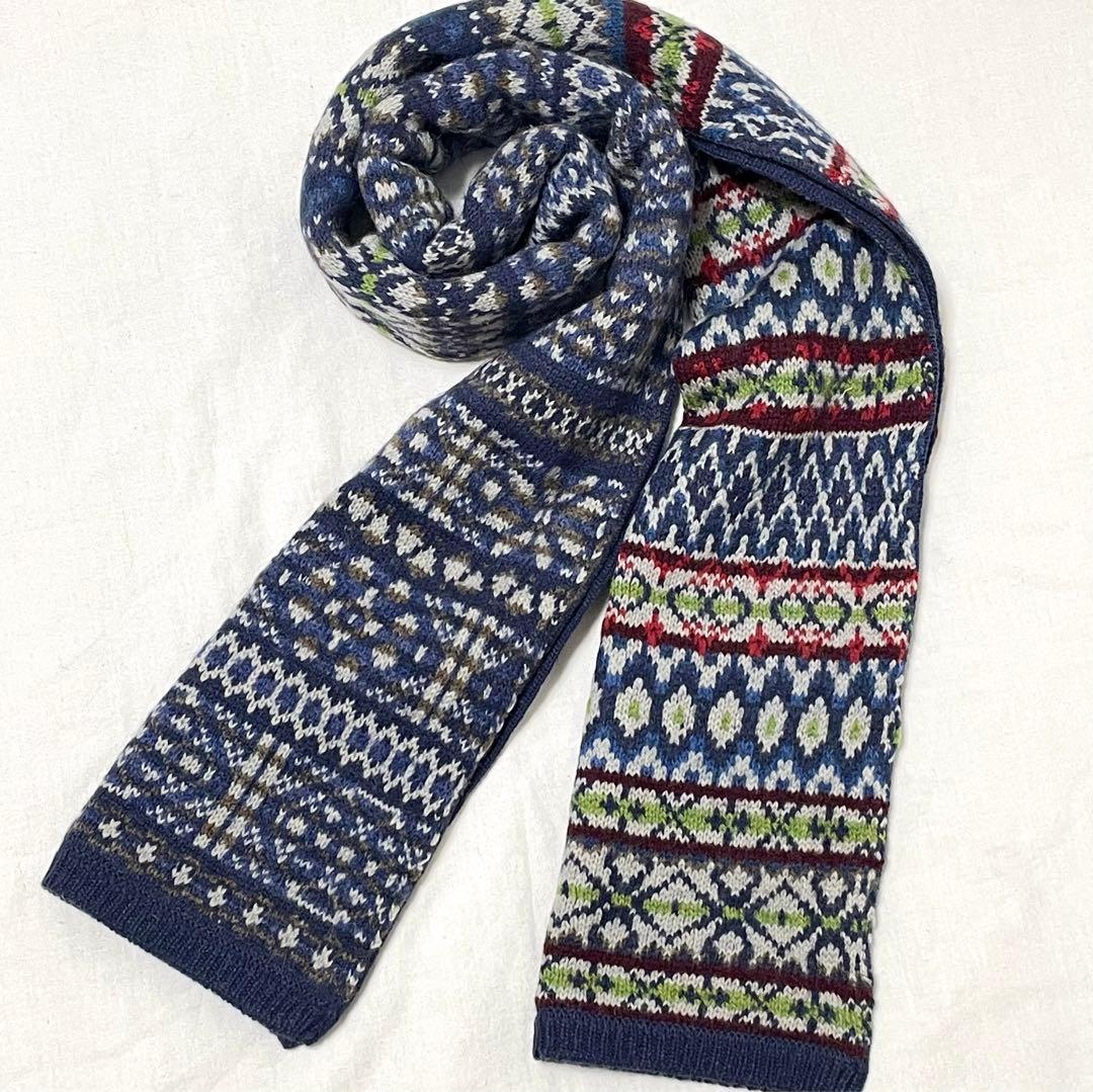 45R アルパカジャガードカウチンフェアアイル マフラー