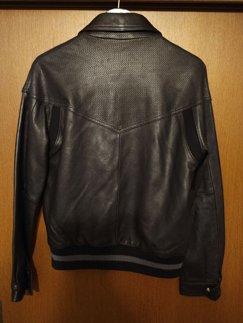 Nikeシープレザーシングルライダースジャケット黒ウインドランナーナイキ革