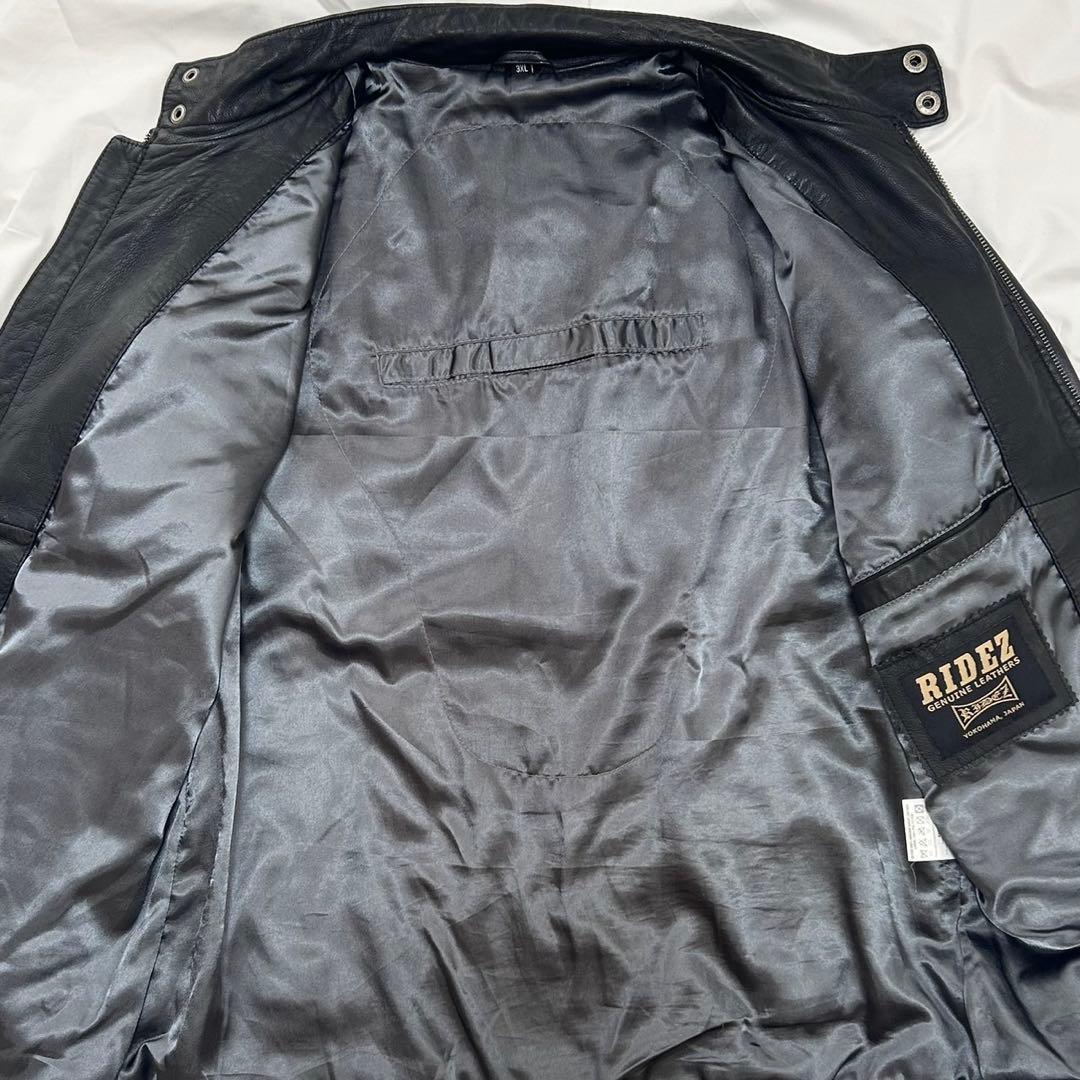 美品 神サイズ RIDEZ ライズ シングルライダース ジャケット 羊革 黒