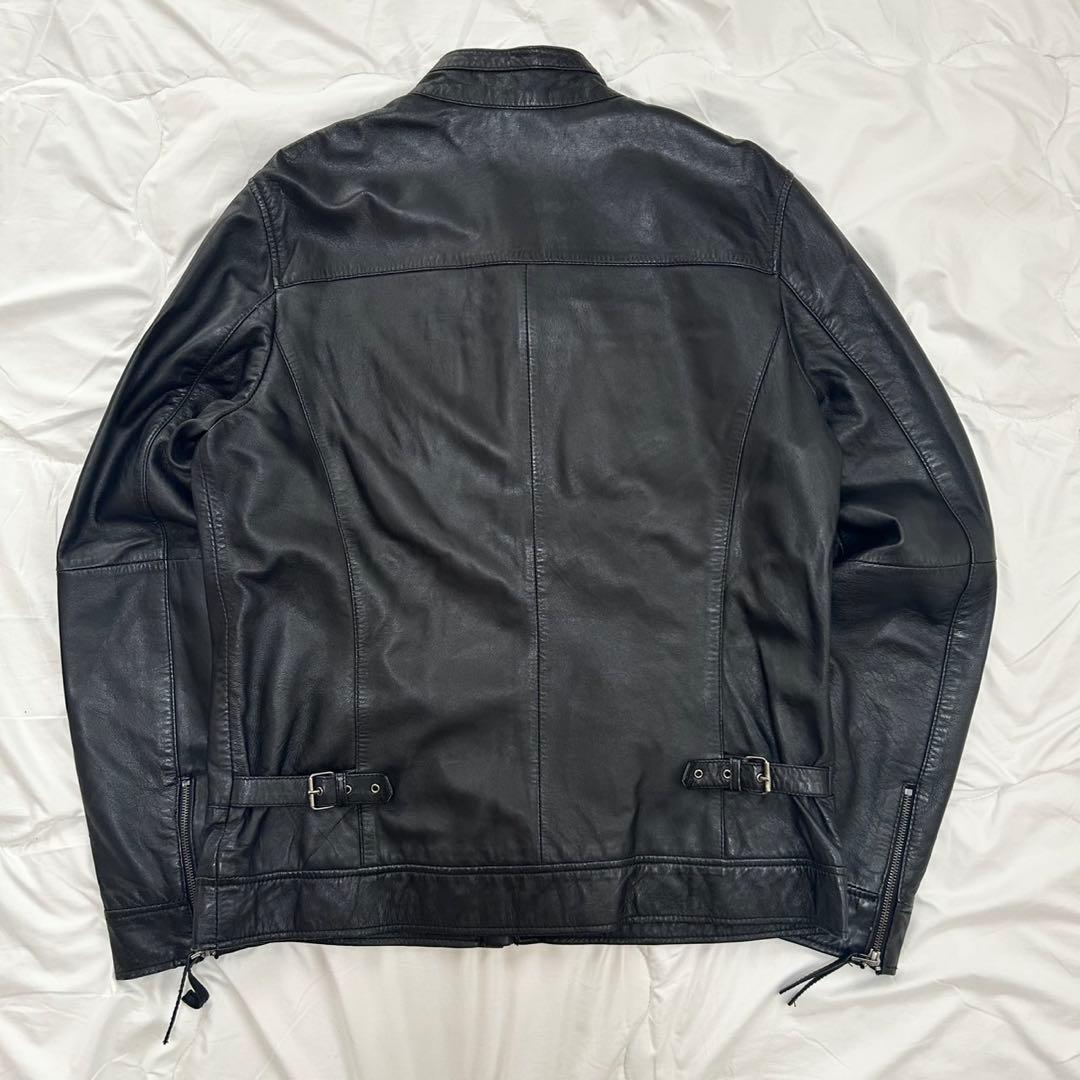 美品 神サイズ RIDEZ ライズ シングルライダース ジャケット 羊革 黒