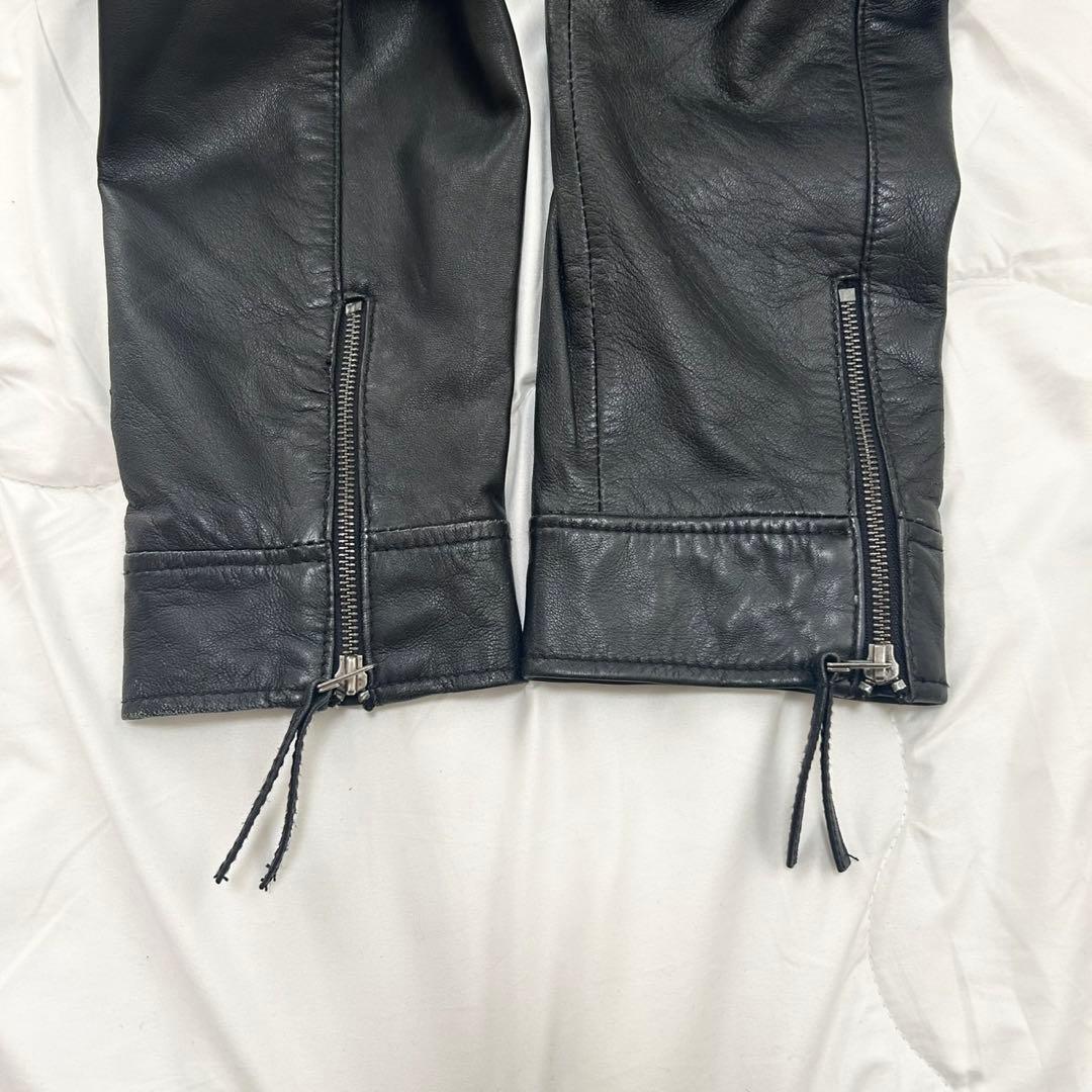 美品 神サイズ RIDEZ ライズ シングルライダース ジャケット 羊革 黒