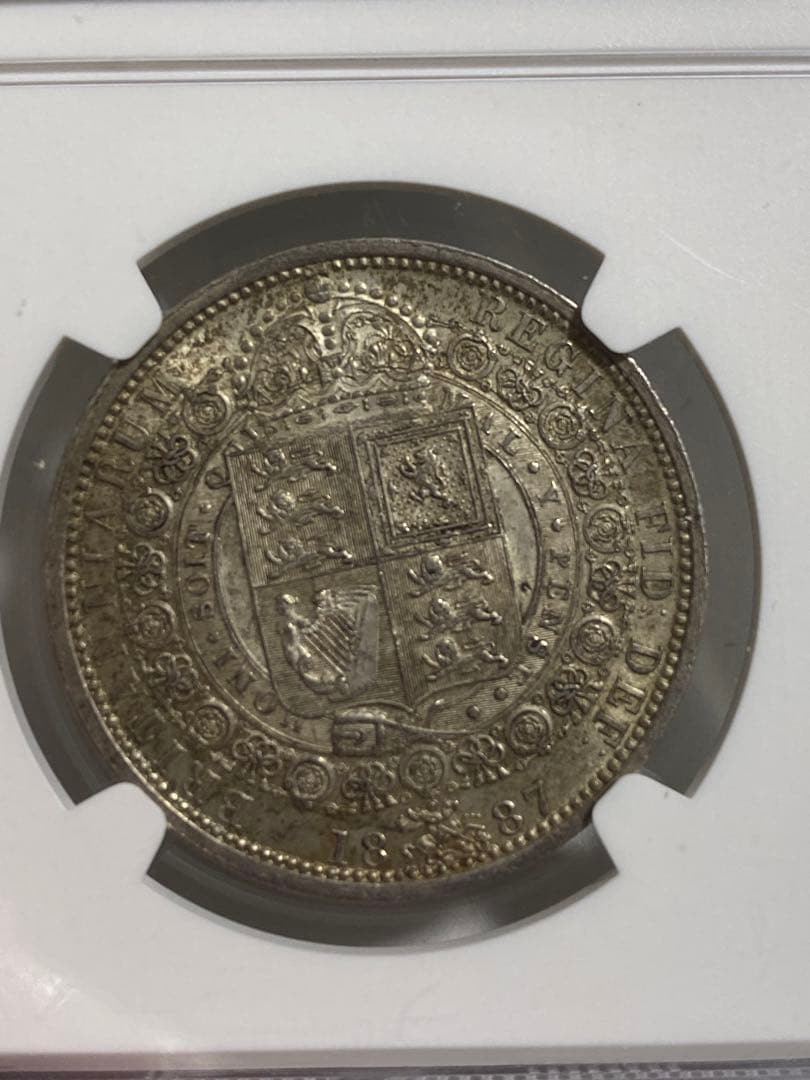 1887年 NGC MS61イギリス ヴィクトリア女王 ハーフクラウン銀貨 古銭