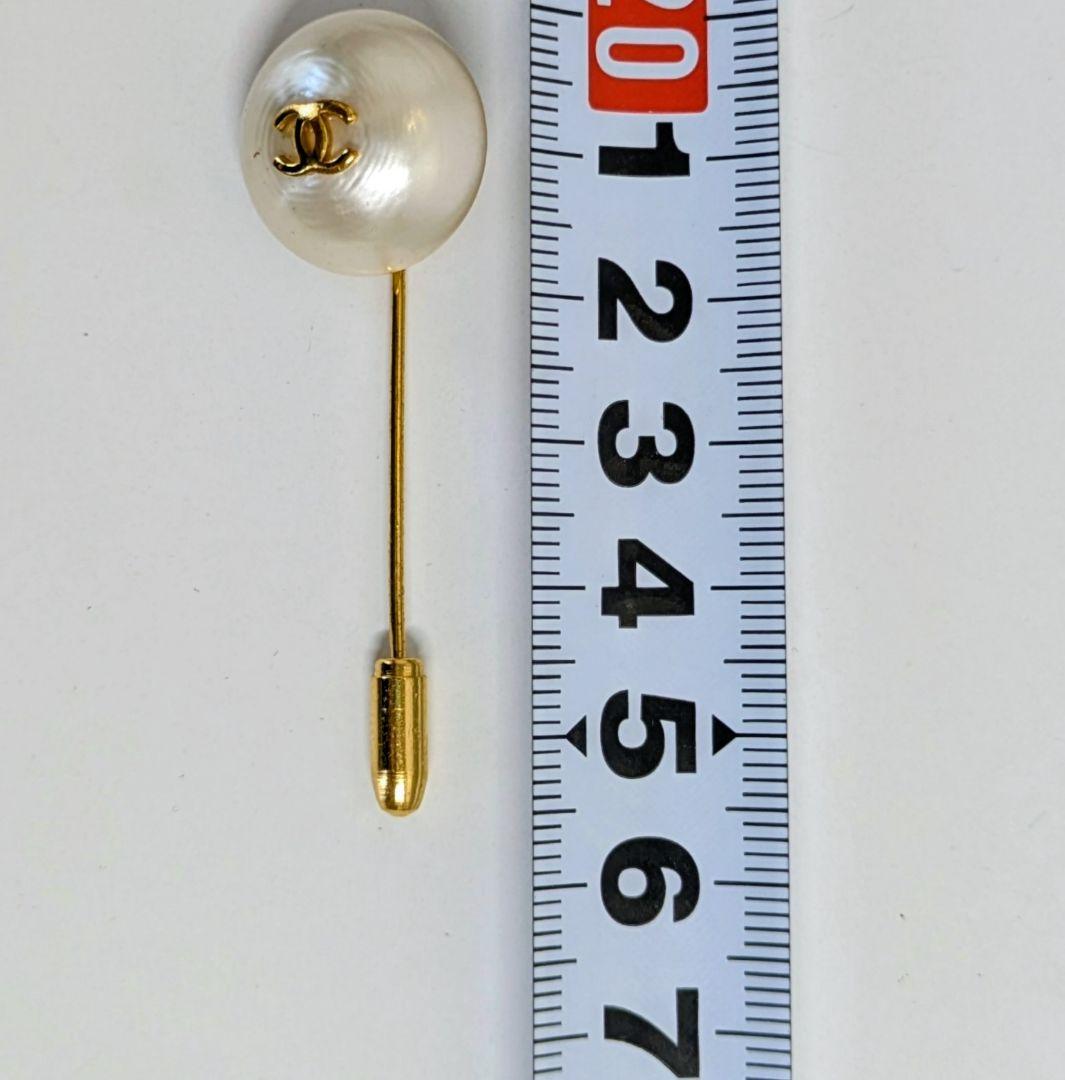 CHANELシャネル　ココマーク フェイクパール　ピンブローチ　ゴールド