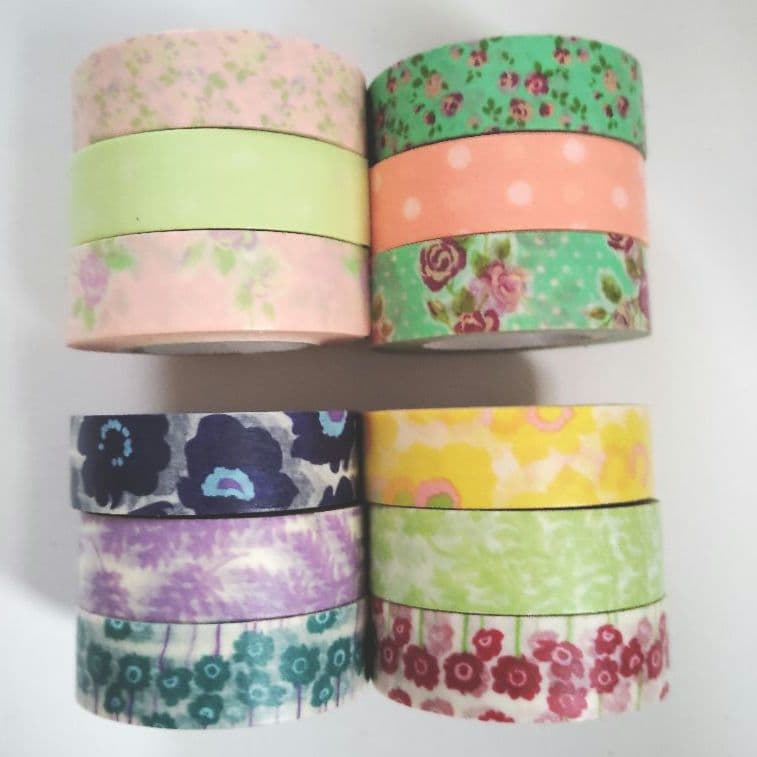 コルテ マスキングテープ 4セット12本 ローズ ポピー