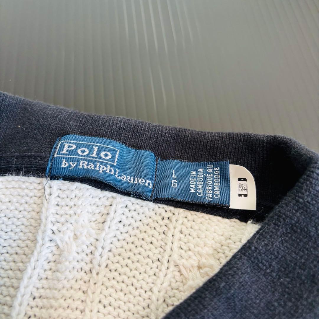 現行タグ　ポロバイラルフローレン 半袖ケーブルニット　ボーダー　ニットポロシャツ