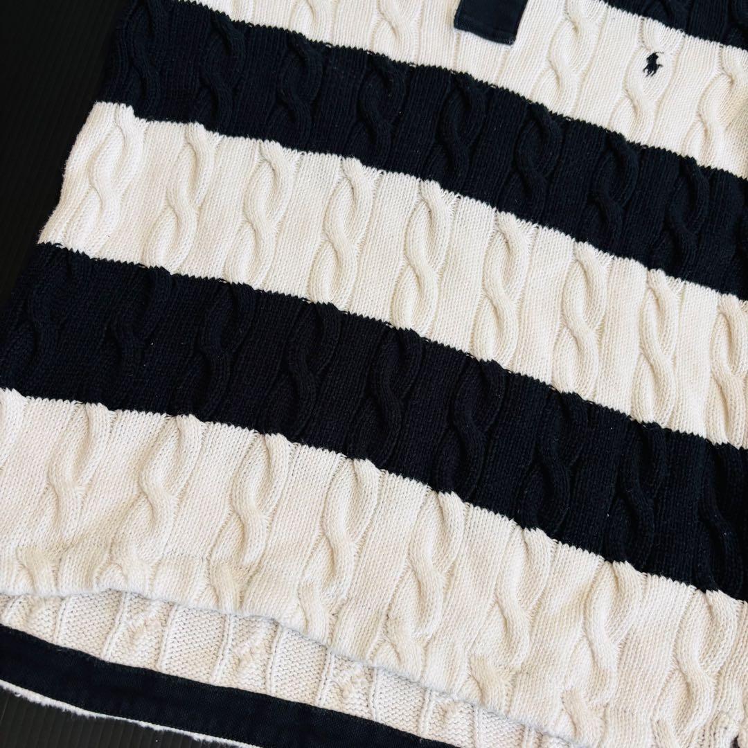 現行タグ　ポロバイラルフローレン 半袖ケーブルニット　ボーダー　ニットポロシャツ