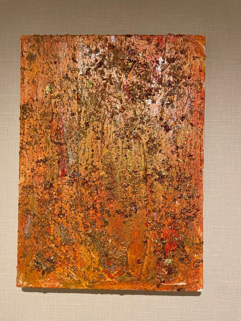 【始日夕陽】抽象アクリル絵画 2点セット　絵画　インテリア　ホテル　風水黄色　金