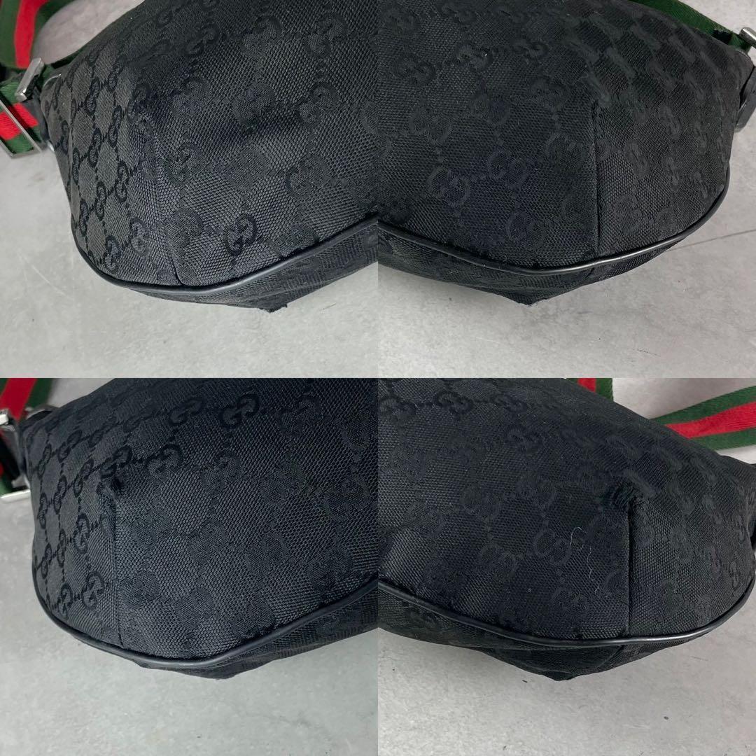 値下げ グッチ シェリーライン ショルダーバッグ GGキャンバス ブラック 総柄