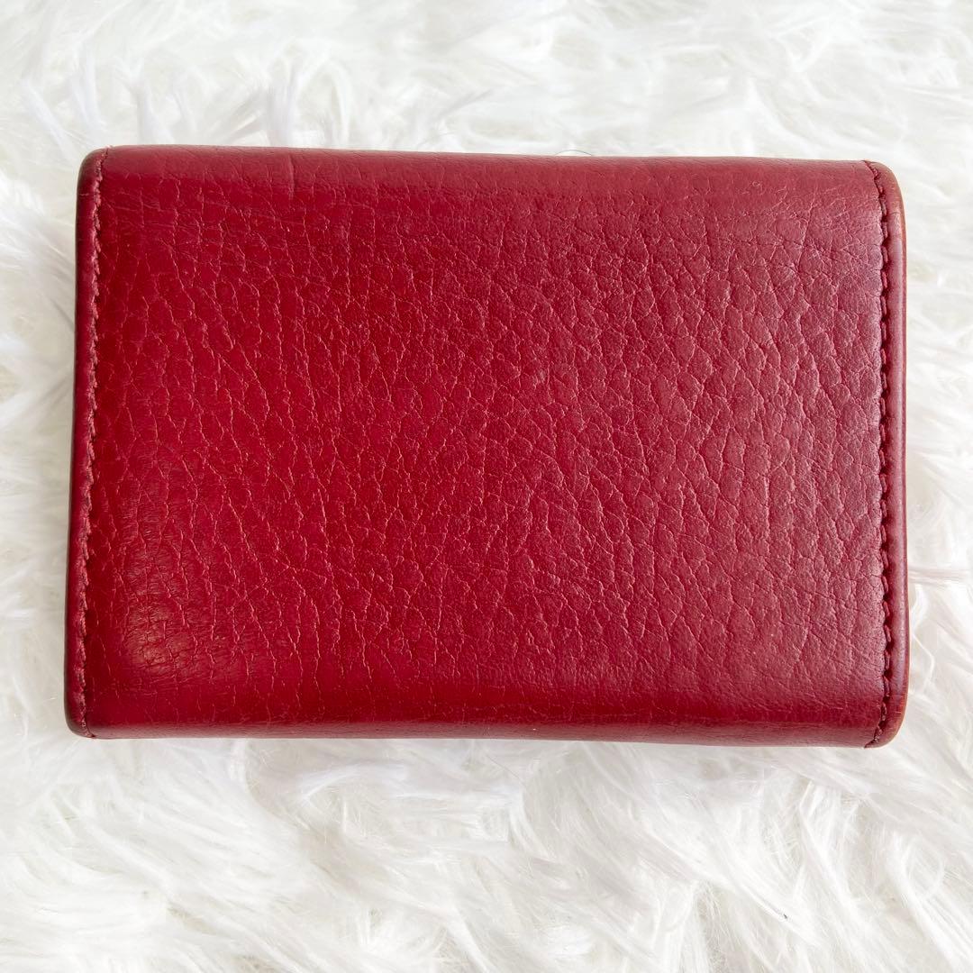 美品✨人気定番✨グッチ 三つ折り財布 GGマーモント コンパクト レッド