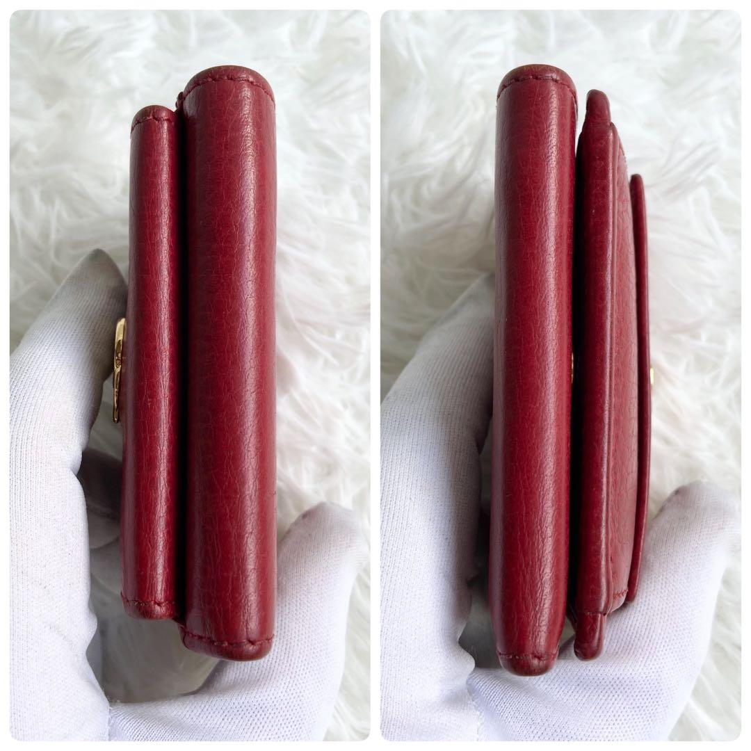 美品✨人気定番✨グッチ 三つ折り財布 GGマーモント コンパクト レッド