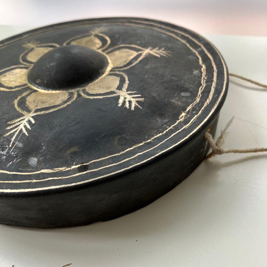 金属製打楽器　中国　チベット　ゴング　ドラ　銅鑼　アンティーク