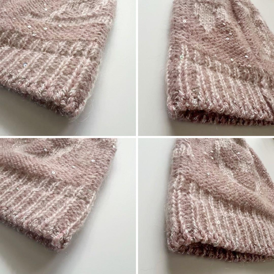 美品　ルイヴィトン　モノグラム　ニット帽　ビーニー　ピンク　スパンコール　ラメ