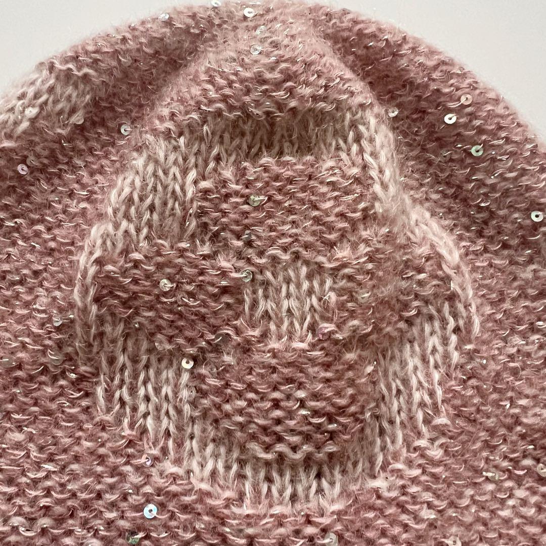 美品　ルイヴィトン　モノグラム　ニット帽　ビーニー　ピンク　スパンコール　ラメ