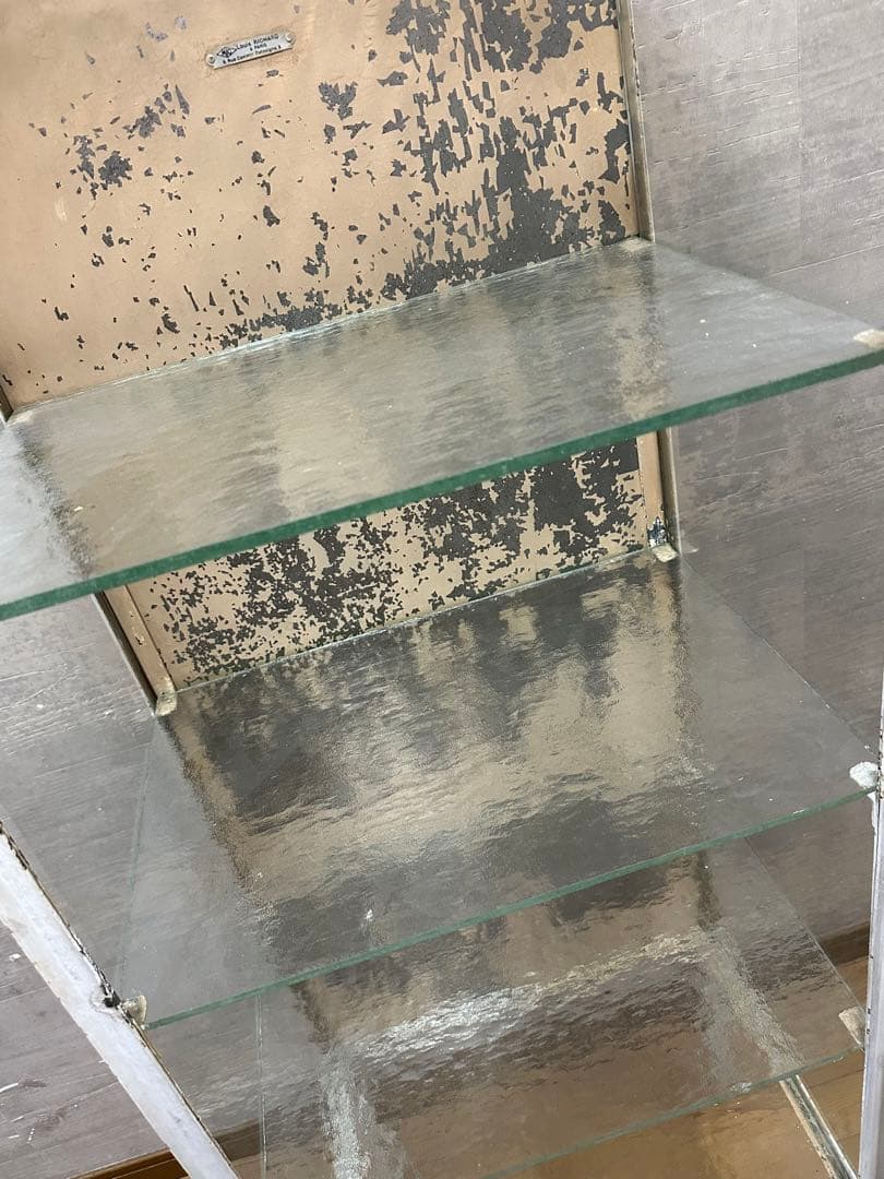 引き取り限定 フランス製 アンティーク ガラスショーケース 4段棚付き