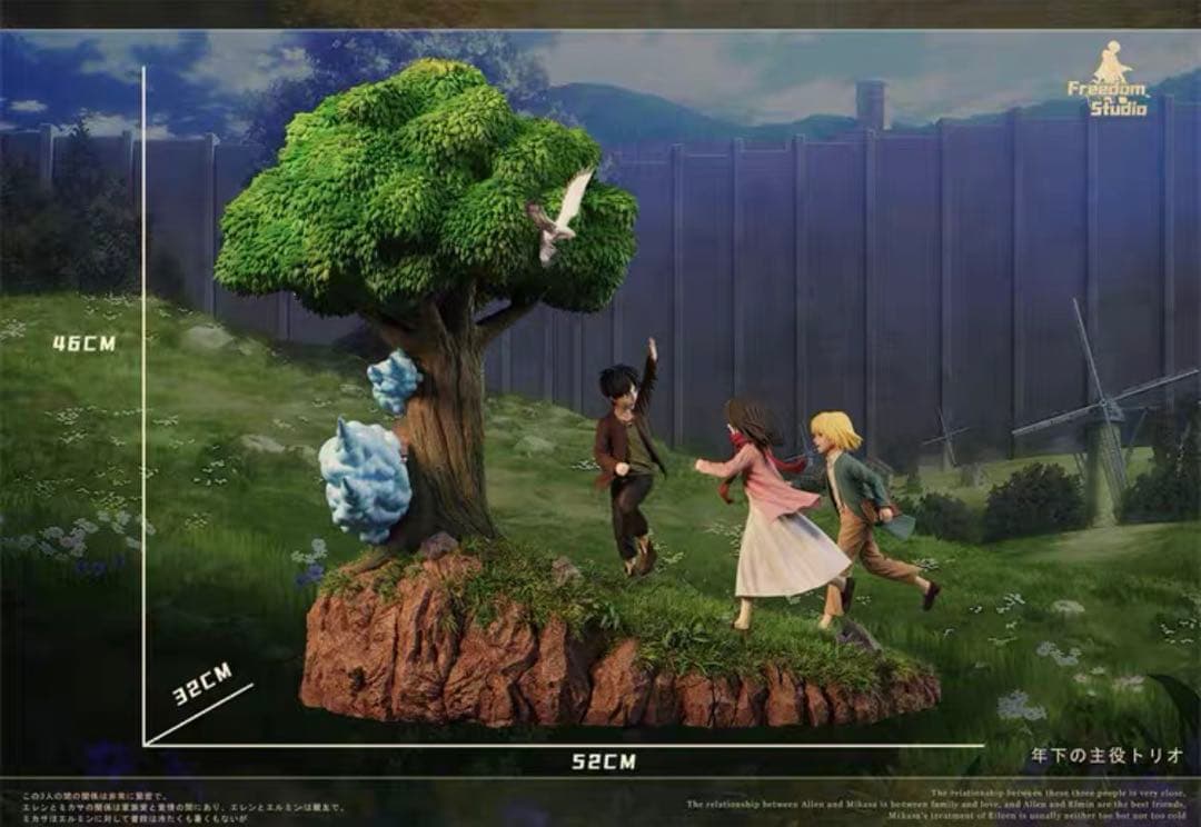 進撃の巨人 ③ エレン+ミカサ+アルミン ガレージキット ガレキ スタチュー