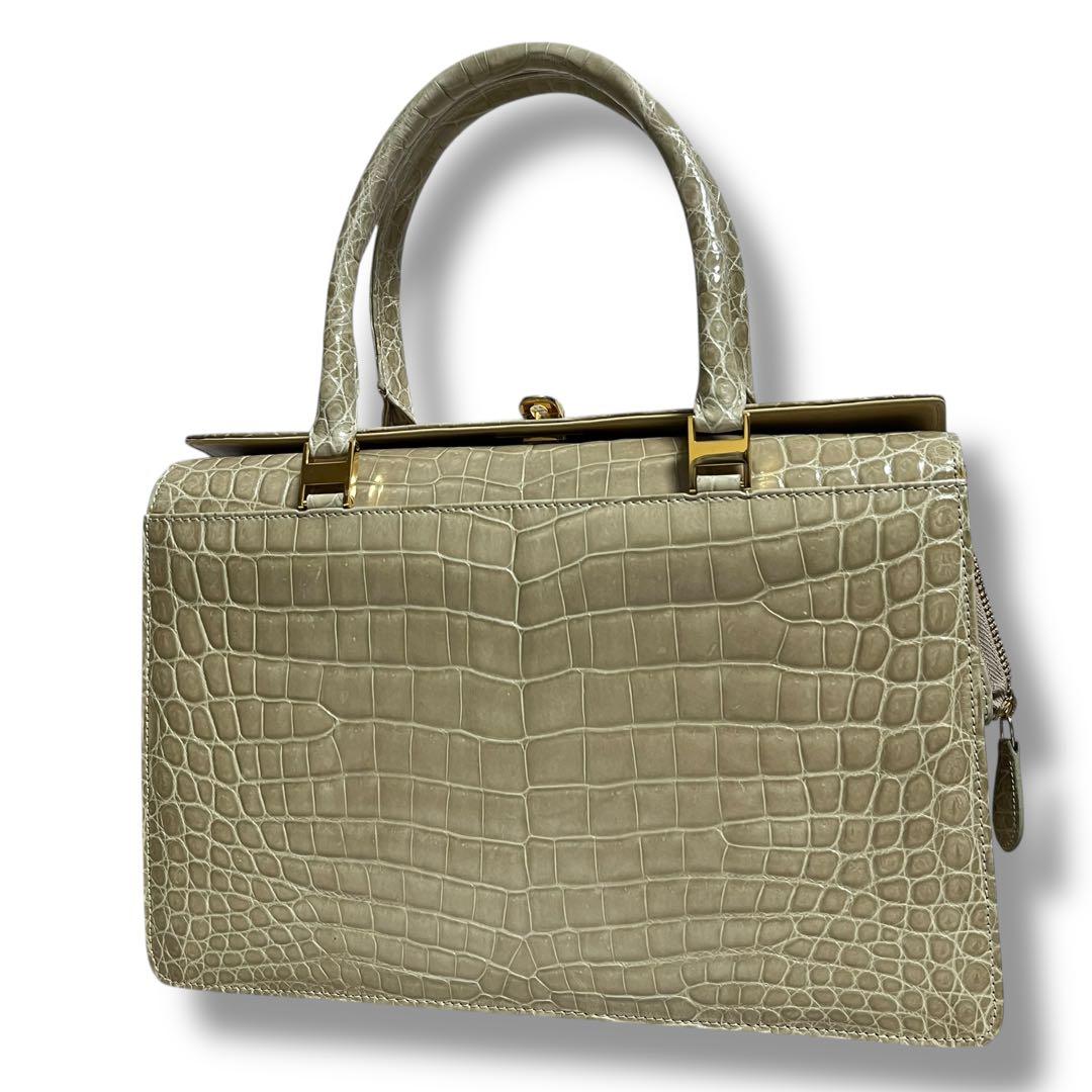 シャイニング クロコダイル フォーマル ハンドバッグ