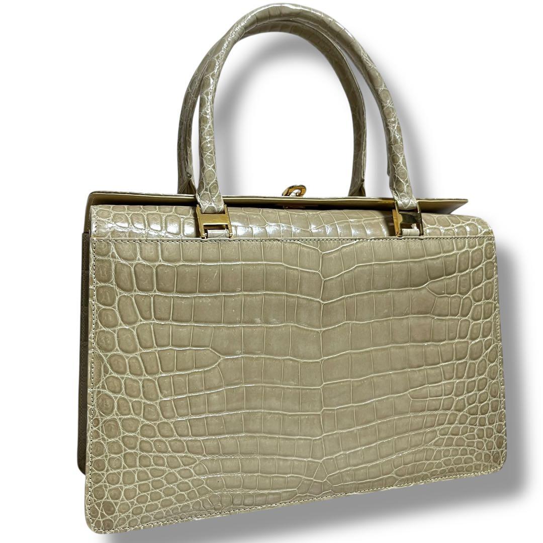 シャイニング クロコダイル フォーマル ハンドバッグ