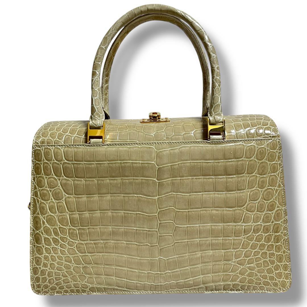 シャイニング クロコダイル フォーマル ハンドバッグ
