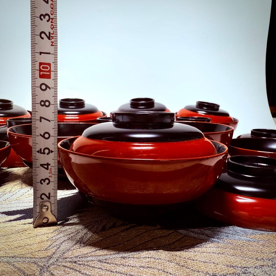 漆器輪島塗　蒔絵金彩細工　沈金木製　蓋付椀　お煮物椀　吸物椀　10客