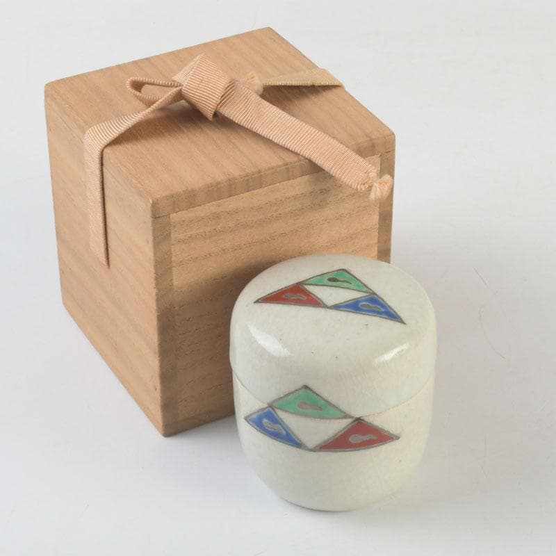 ワンコせんせ　茶道具　真葛焼　色絵　棗　久田宗也極め箱　M　9547