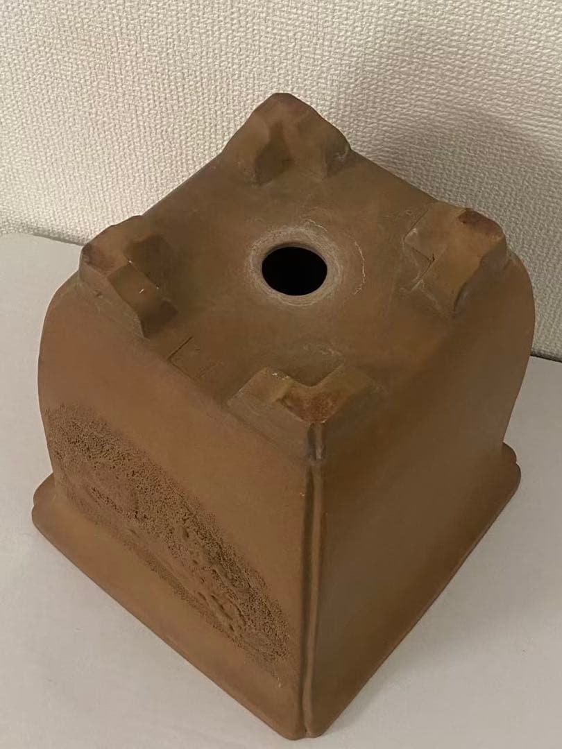 中国宜興 唐物 紫泥鉢 浮き彫り龍 盆栽 鉢 骨董