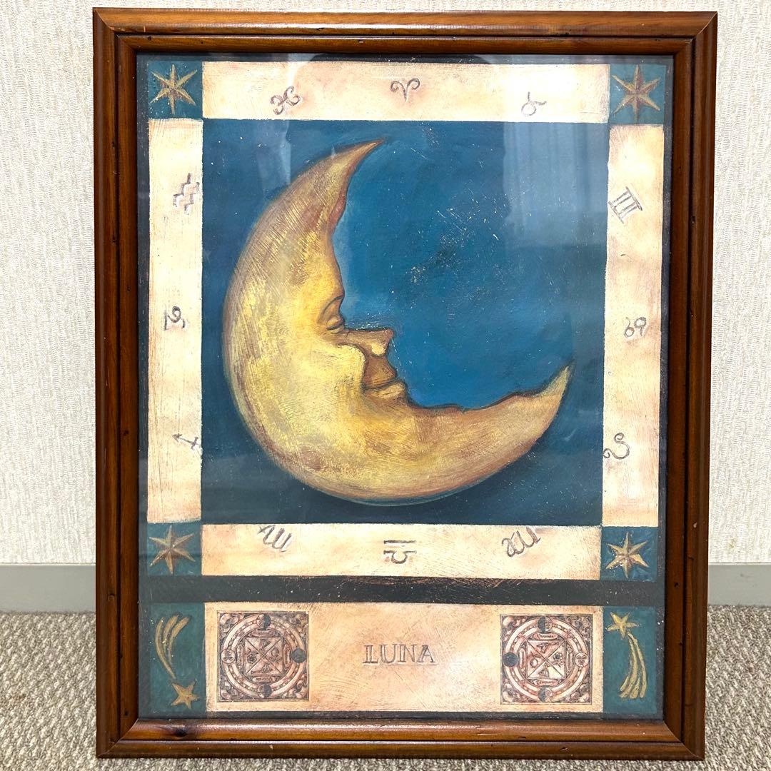 【匿名配送】 LUNA 月の顔 絵 アート 額付き
