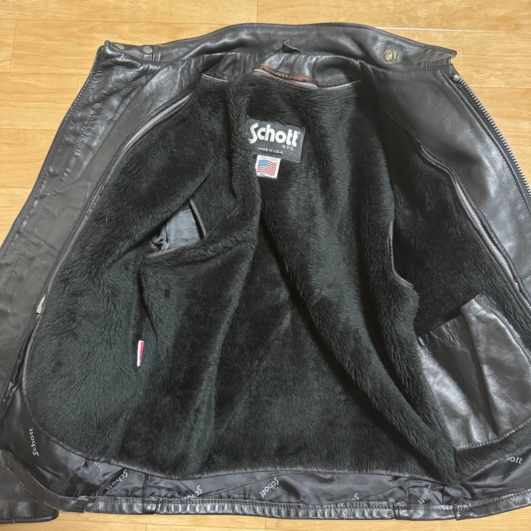 専用 SCHOTT 641 シングルライダースジャケット ボアライナー 38 L