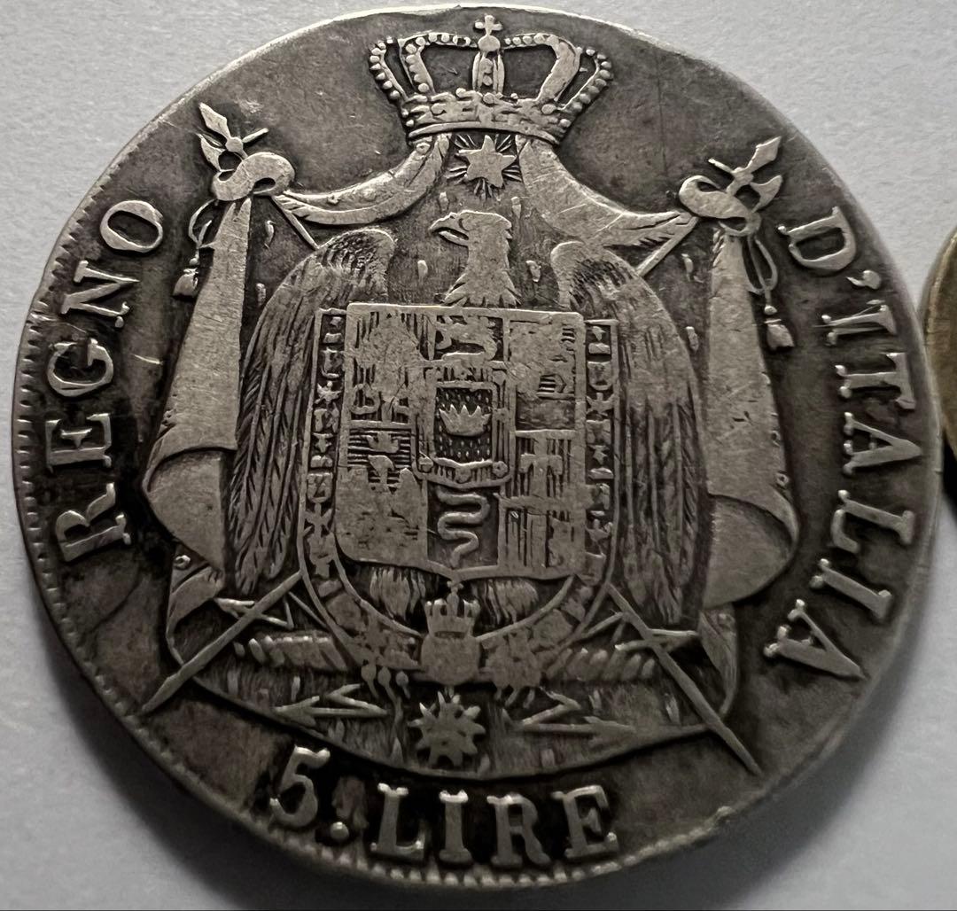 招*@様 1810年イタリア 5リラ 銀貨　　　　皇帝ナポレオン