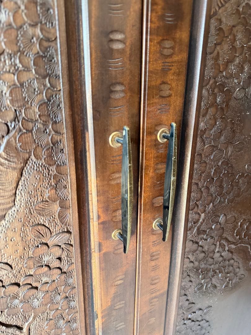 軽井沢彫 箪笥 ワードローブ 整理箪笥 昭和レトロ 伝統工芸品 アンティーク 桜