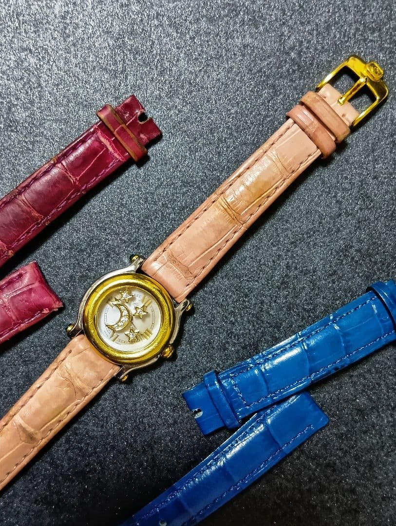 【限定品】★ Chopard 時計 シルバー×ゴールド ★替えベルト付【月と星】