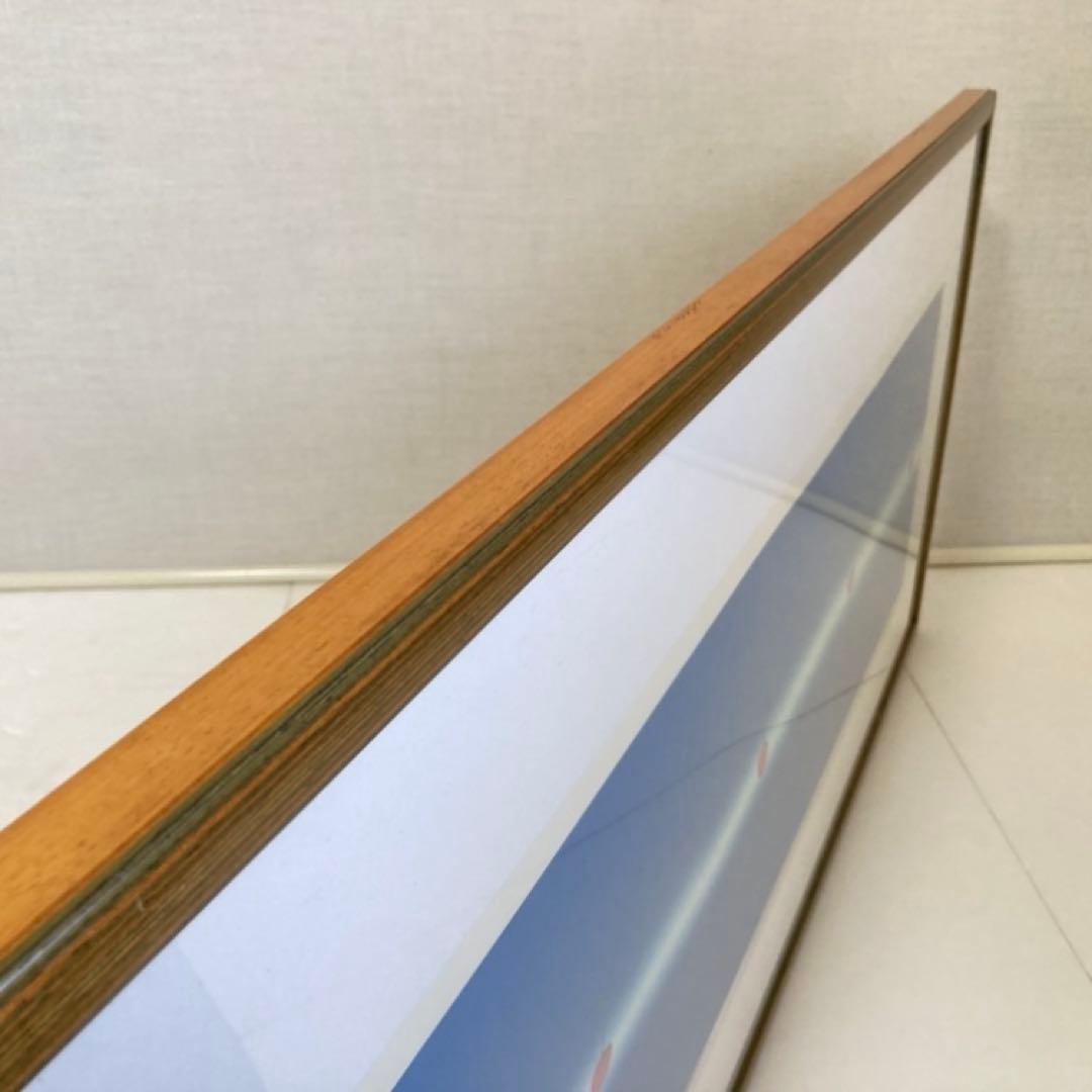 中村憲之 さくらんぼ シルクスクリーン 大型 横長 青色 ポップ モダン レトロ