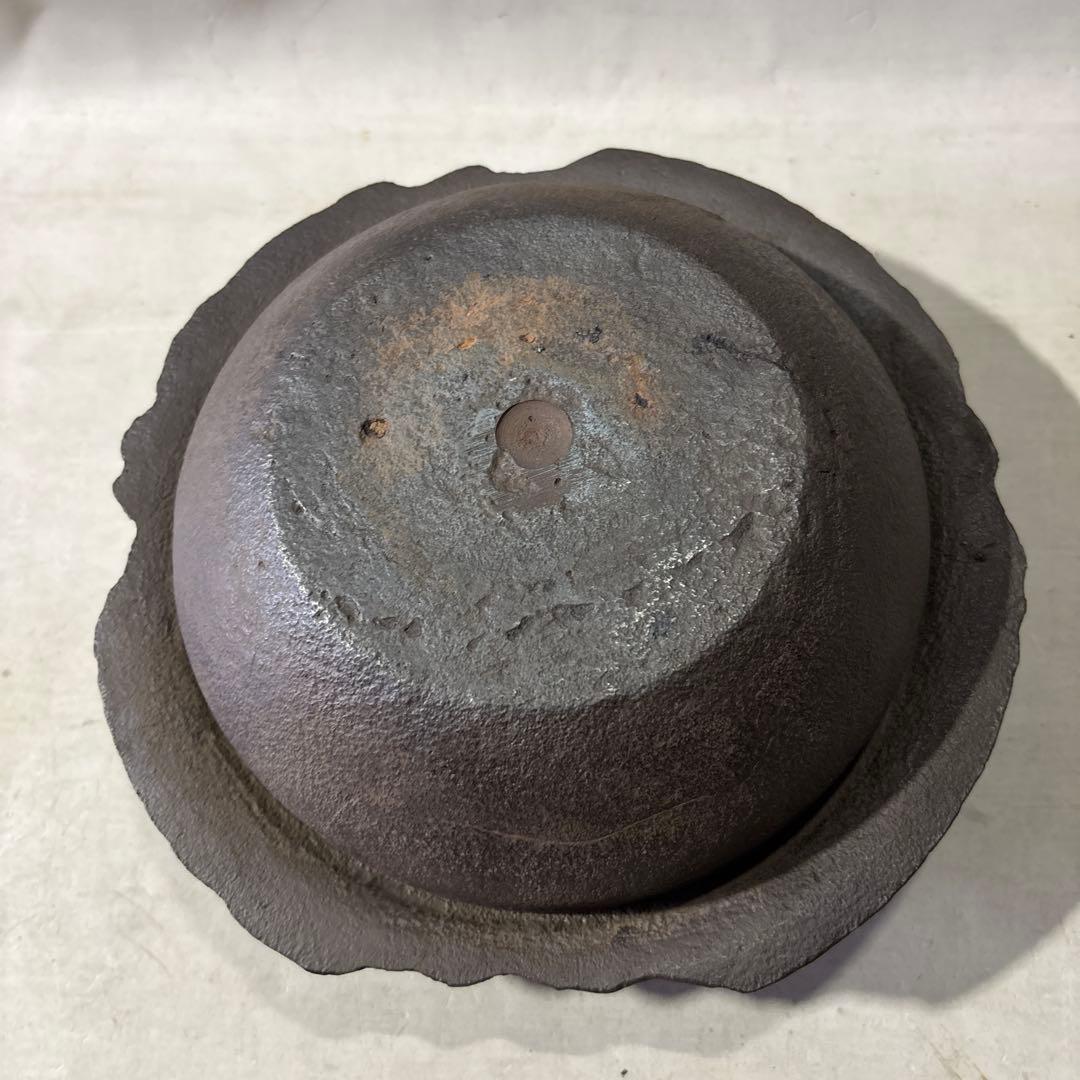 置炉釜 笠釜 釜環付 茶道具 古物