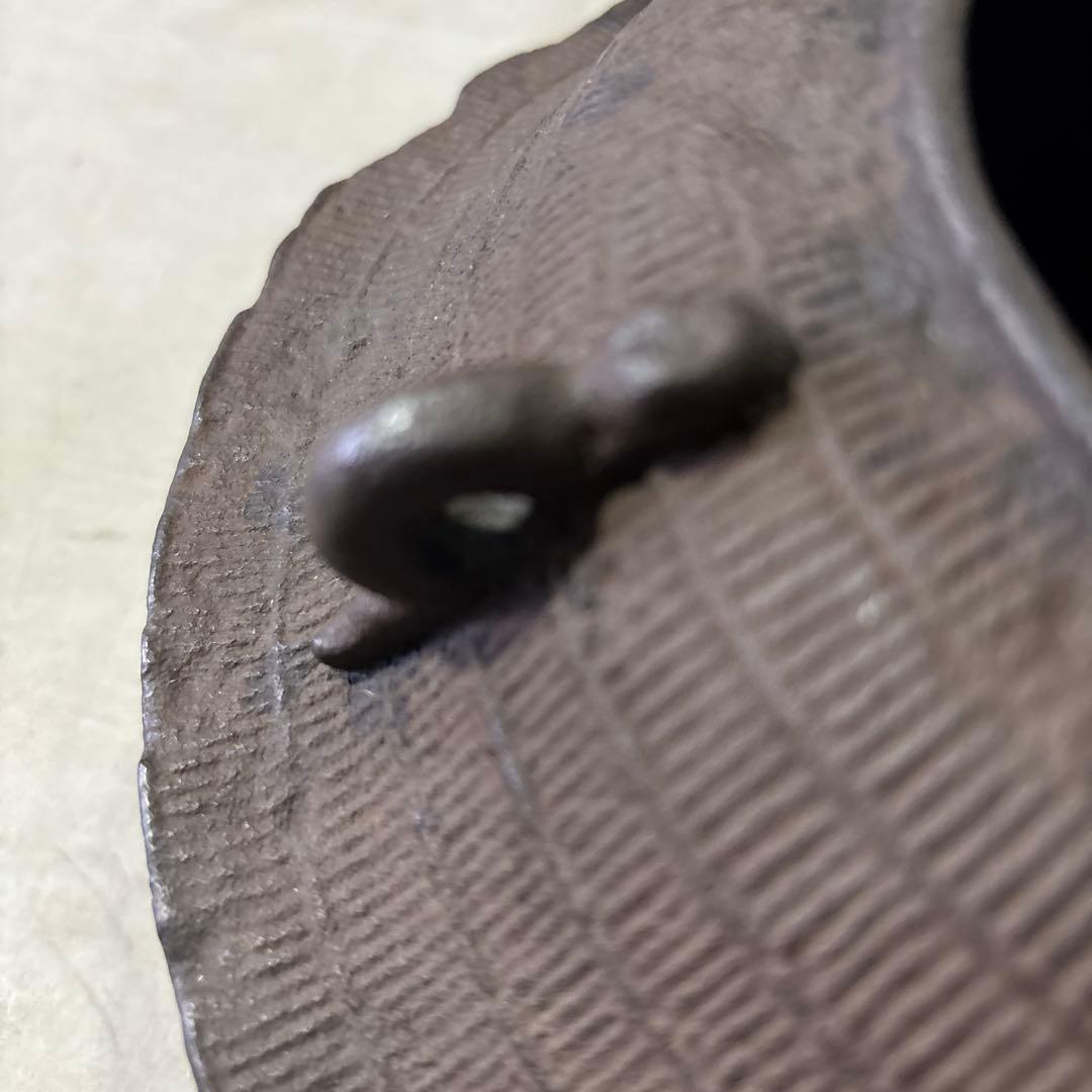 置炉釜 笠釜 釜環付 茶道具 古物