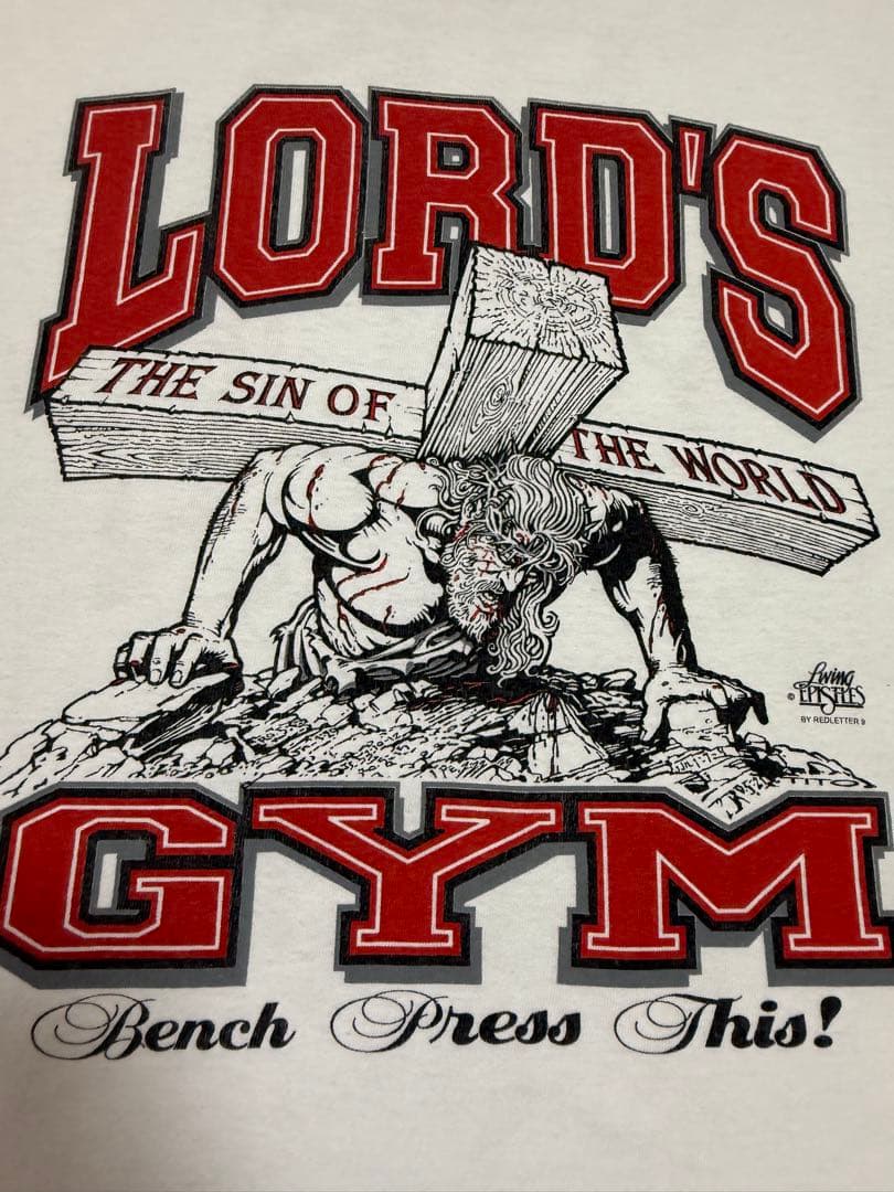90S LORDS GYM キリスト 企業 Tシャツ コットン