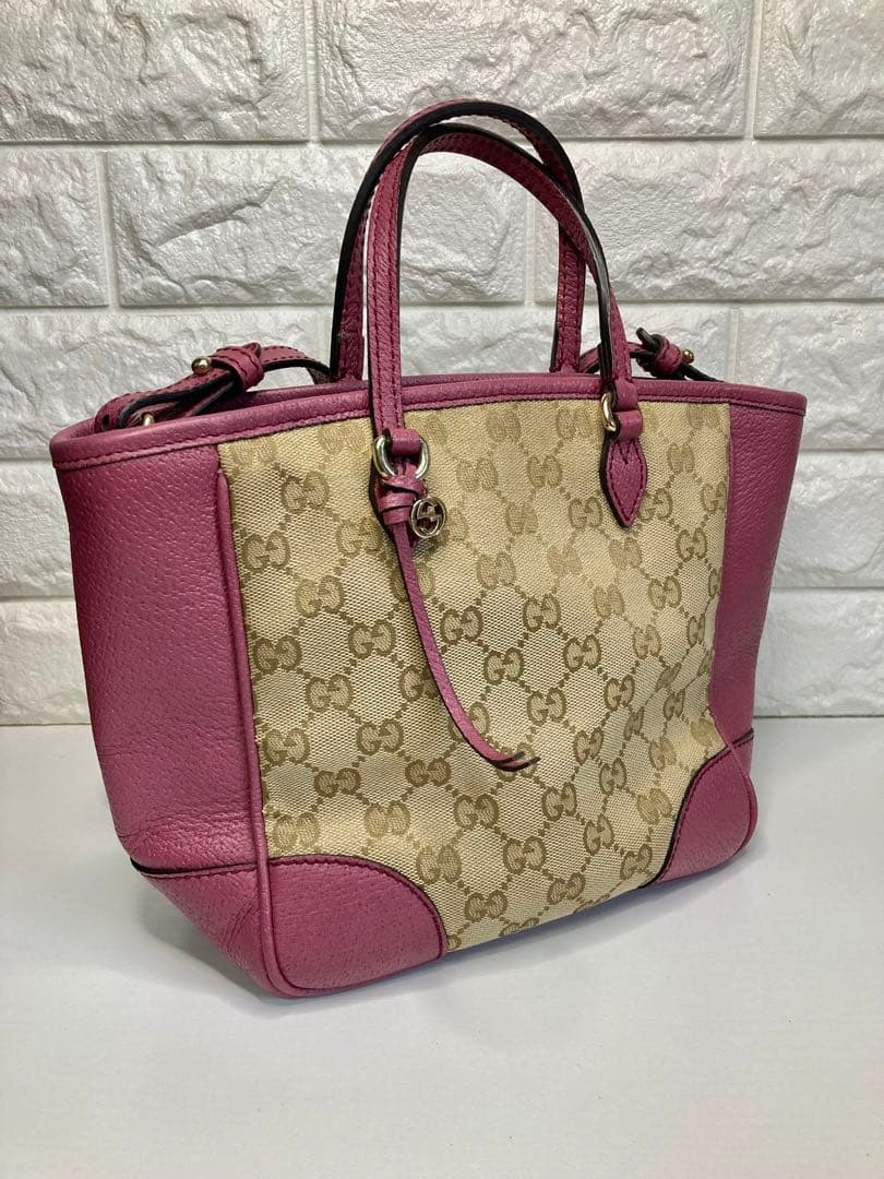 グッチ GGキャンバス レザー 2WAY ハンドバッグ ピンク