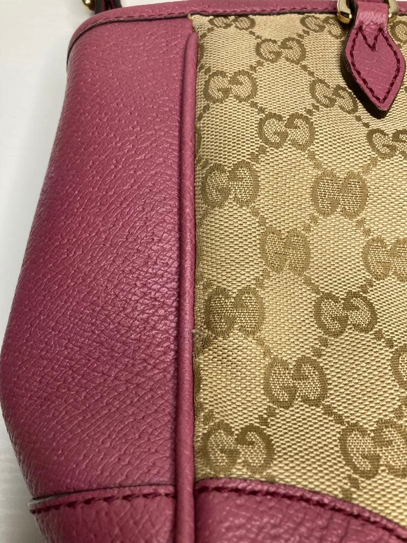 グッチ GGキャンバス レザー 2WAY ハンドバッグ ピンク