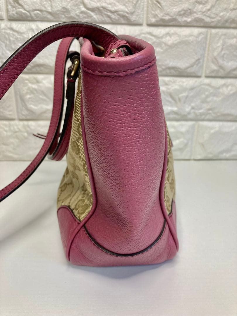 グッチ GGキャンバス レザー 2WAY ハンドバッグ ピンク