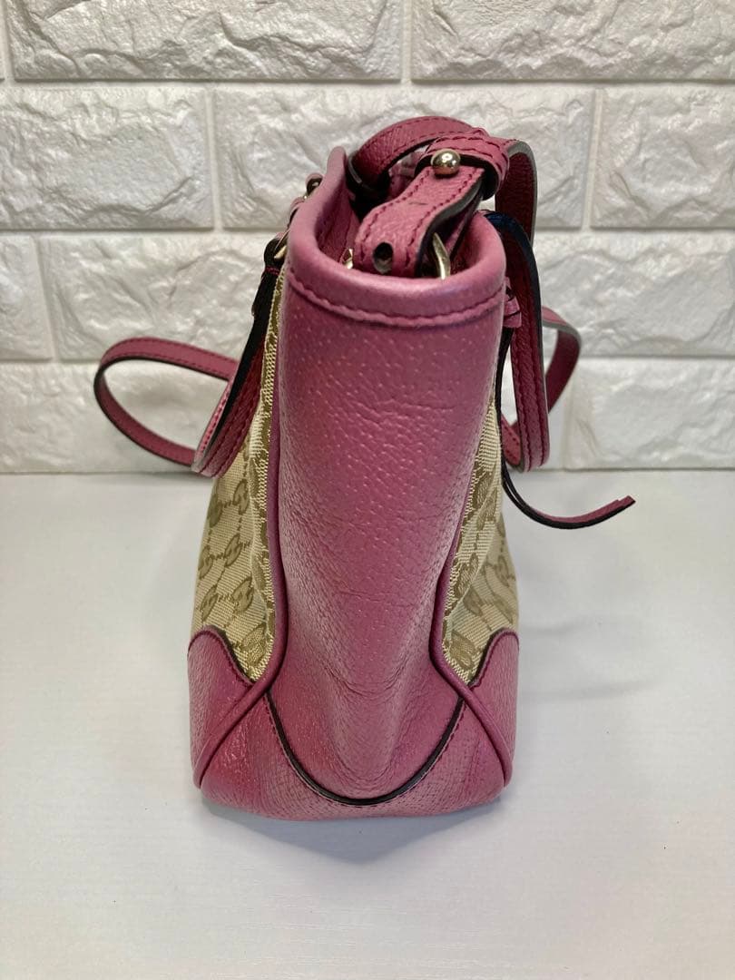 グッチ GGキャンバス レザー 2WAY ハンドバッグ ピンク