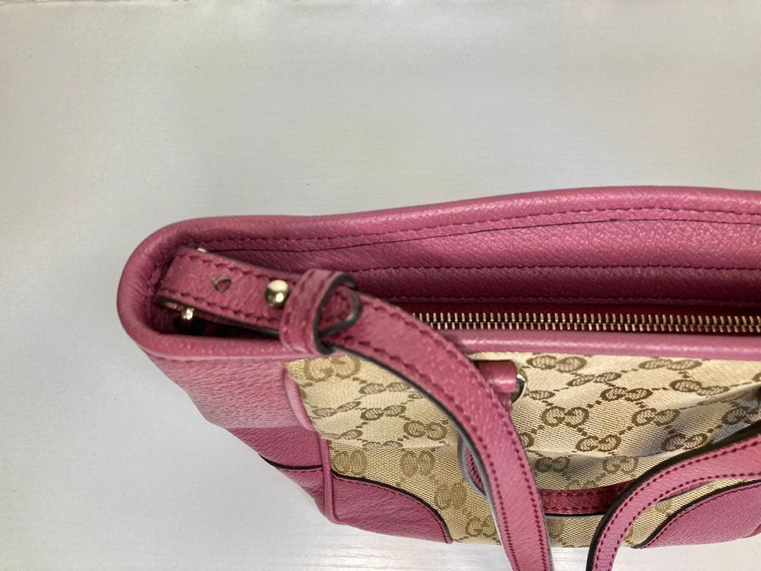 グッチ GGキャンバス レザー 2WAY ハンドバッグ ピンク