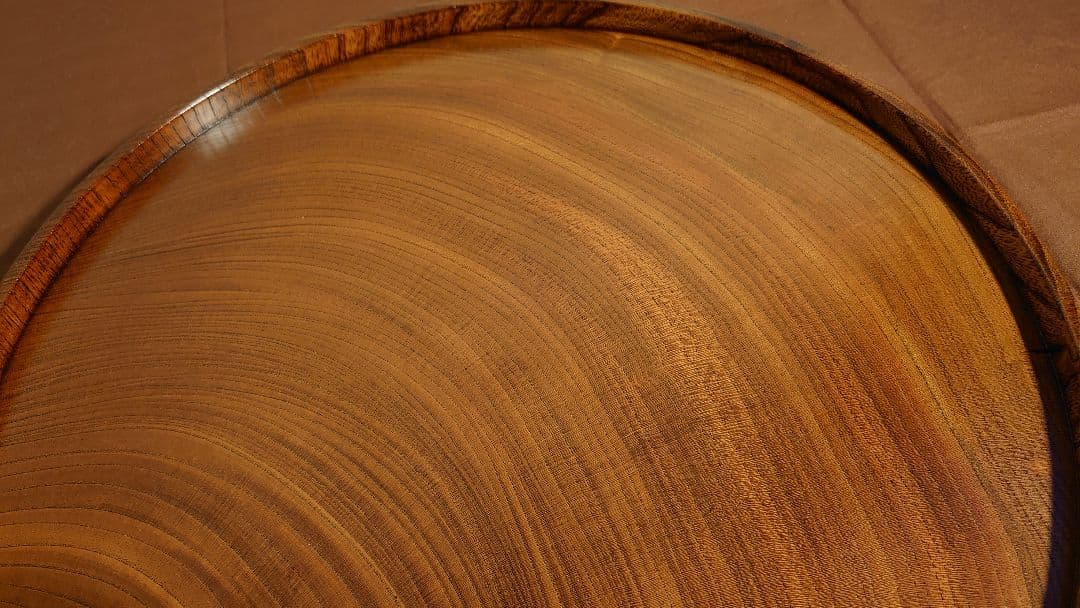 丸盆　山中漆器　欅　欅製　くり抜き　川北造　拭き漆　富貴漆　１客