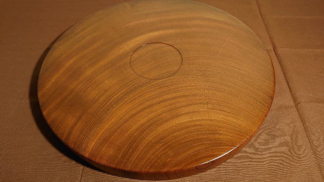 丸盆　山中漆器　欅　欅製　くり抜き　川北造　拭き漆　富貴漆　１客